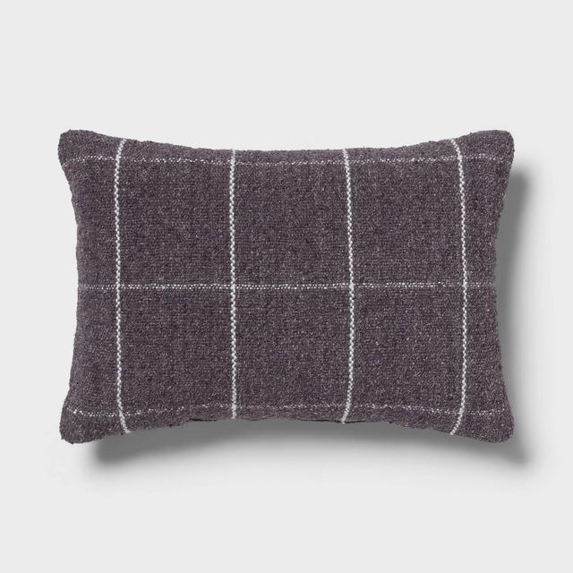 Trad Windowpane Woven Decorative Pillow Oblong Navy Blue - Threshold™
