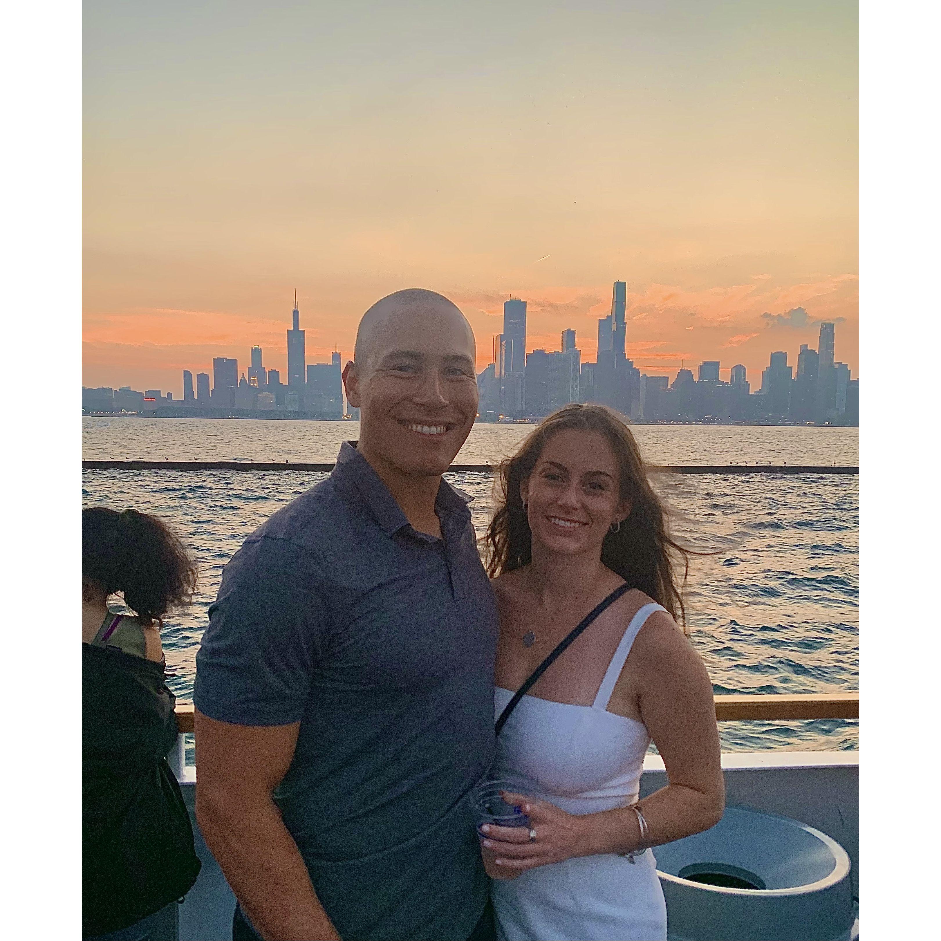 Sunset cruise in Chicago. Also, a really good hair picture for Kyle!