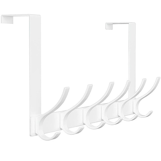 Peasulin Over The Door Hooks, Sturdy Door Hanger, Large Over The Door Towel Rack with 12 Hooks, Heavy Duty Easy to Install, for Bathroom, Bedroom，Kitchen，Hanging Towels, Coats (White).
