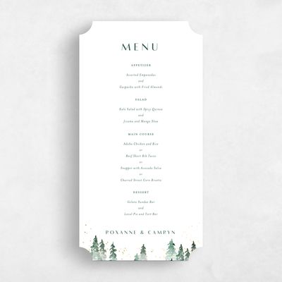 White Ticket Wedding Menu - Spruce Foil