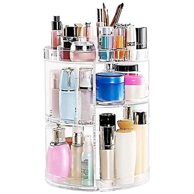 Makeup Organizer 360 Degree Rotating Large Capacity Cosmetic Storage Box 7 Layers Adjustable Shelf Height, Fits Makeup Brushes Lipsticks for Bedroom Bathroom Dresser or Vanity Countertop