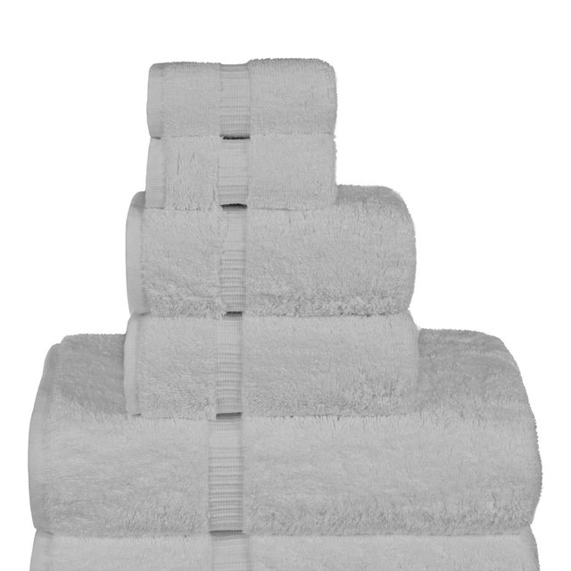 Luxury Spa and Hotel Quality Premium Turkish 6-Piece Towel Set (White, 2 x Bath Towels, 2 x Hand Towels, 2 x Washcloths)
