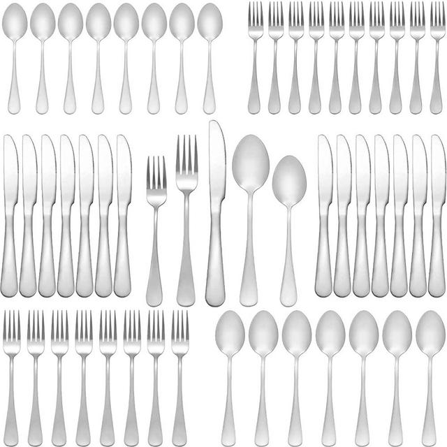 50 Pcs Silverware Set Service for 10, Stainless Steel Flatware Set Includes Forks Knives Spoons, Mirror Polished Eating Utensils Set, Durable Home Kitchen Silverware - Dishwasher Safe