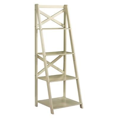 56" Four Tier Crossback Shelf - Antique White