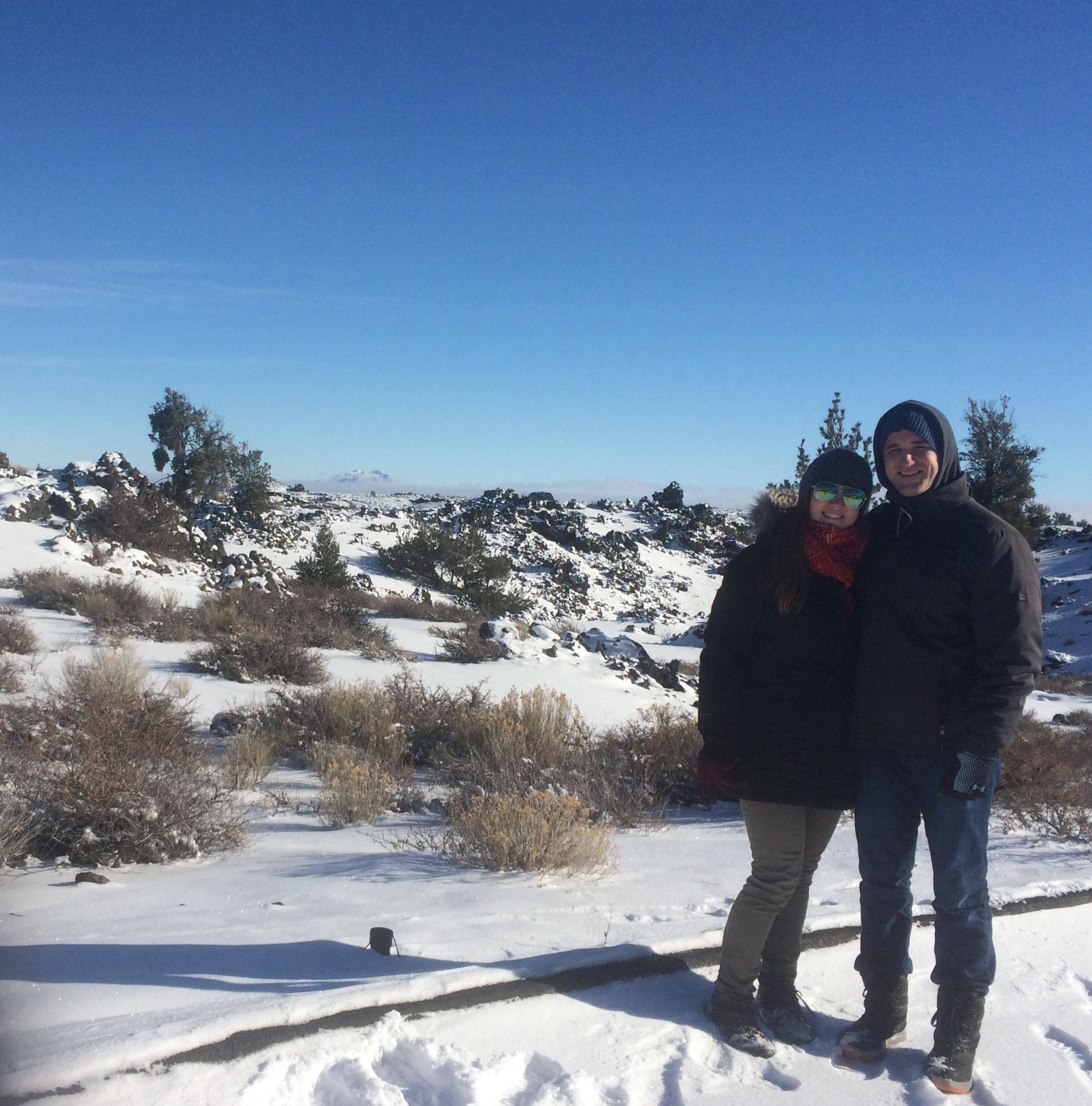 Winter hiking at Craters of the Moon, Idaho.