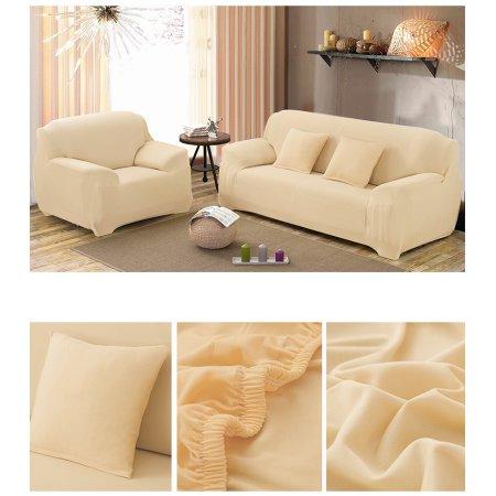 Couch Sofa Slipcovers,Home Full Stretch Lightweight Elastic Fabric Soft Couch Covers Sofa Protector,Fit Many 1-4 Sofas(Beige,2Seat)