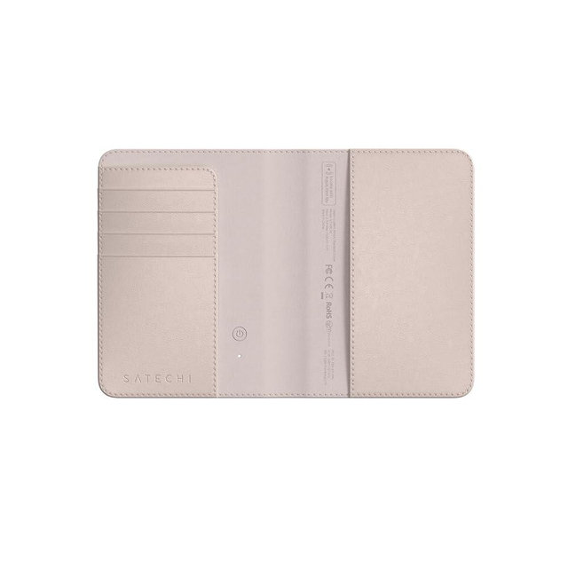 Satechi Passport Holder for Travel with Find My, Passport Cover with 4 Card Holder, Wireless Charging, and RFID protection – Travel Essential Vegan Leather Passport – Desert Rose