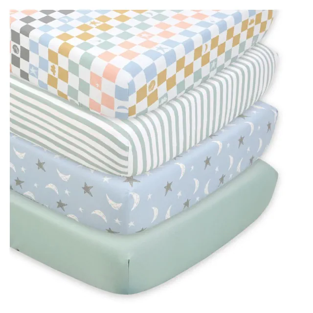 The Peanutshell Celestial Multi 4-Pack Fitted Crib Sheets