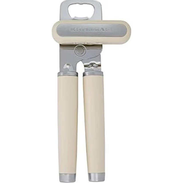 KitchenAid Classic Multifunction Can Opener and Bottle Opener Easy to Use, Razor Sharp Stainless Steel Cutting Wheel, Soft Ergonomic Handles, Almond Cream