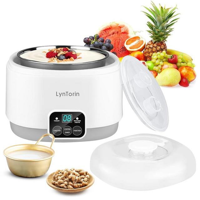 LynTorin Yogurt Maker, 34oz Yogurt Maker Machine with Timer and Constant Temperature Control, 3 in 1 Automatic Yogurt Makers with Stainless Steel Inner Pot, Yogurt Machine for Yogurt Natto Rice Wine
