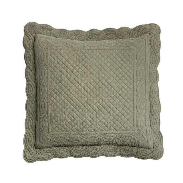 Heirloom Scallop Quilted Sham, Loden, Euro, Set of 2