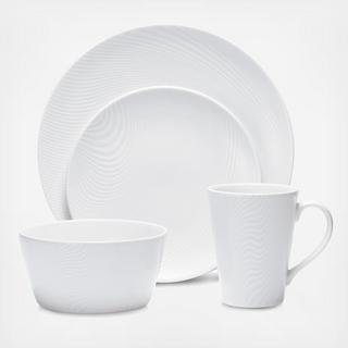 White on White 4-Piece Place Setting, Service for 1