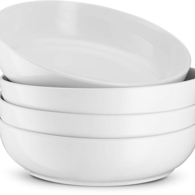 Kook Ceramic Pasta Bowl Set, For Soups and Salads, Serving Bowls, Large Capacity, Microwave Dishwasher Safe, Set of 4, 40 oz