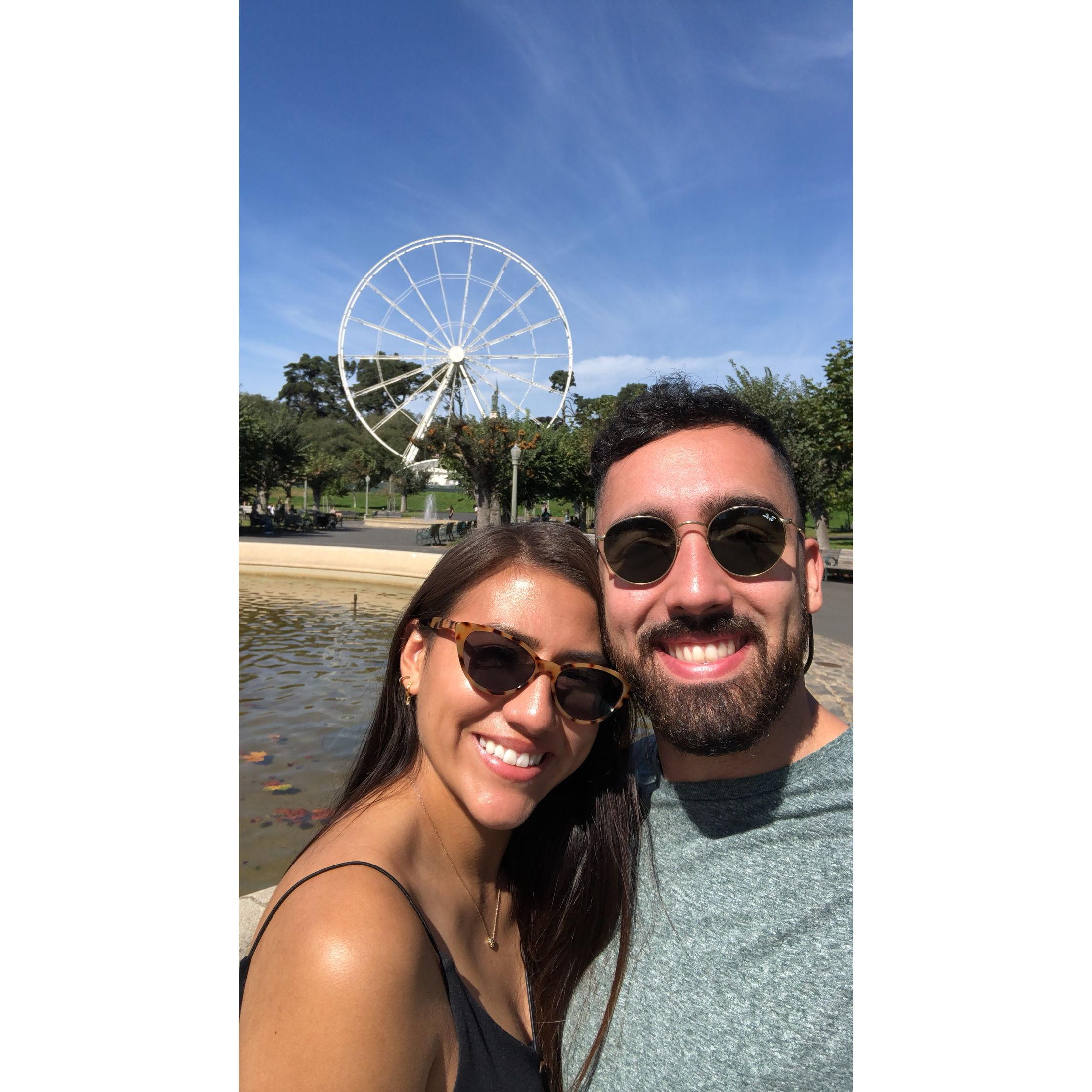 Little did we know one day Alex would propose to me inside the Ferris Wheel behind us!