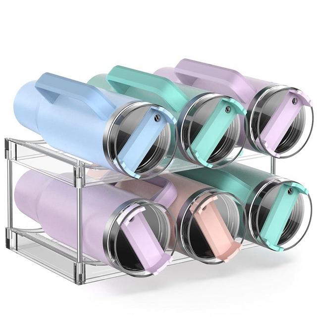 HAILMAJOR Upgraded Larger Water Bottle Organizer for Stanley 40 oz Tumbler with Handle, Stanley Cup Organizer for Cabinet, Kitchen Storage for Accessories, Tumbler Mug Cup Hold 6