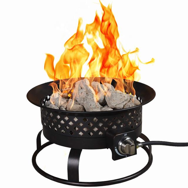 Bond Manufacturing 67836 54,000 BTU Aurora Camping, Backyard, Tailgating, Hunting and Patio. Locking Lid Carry Handle Portable Steel Propane Gas Fire Pit Outdoor Firebowl, 18.5", Bronze