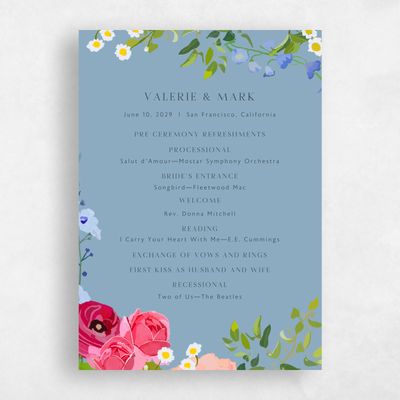 Dusty Blue Wedding Program - Dicha