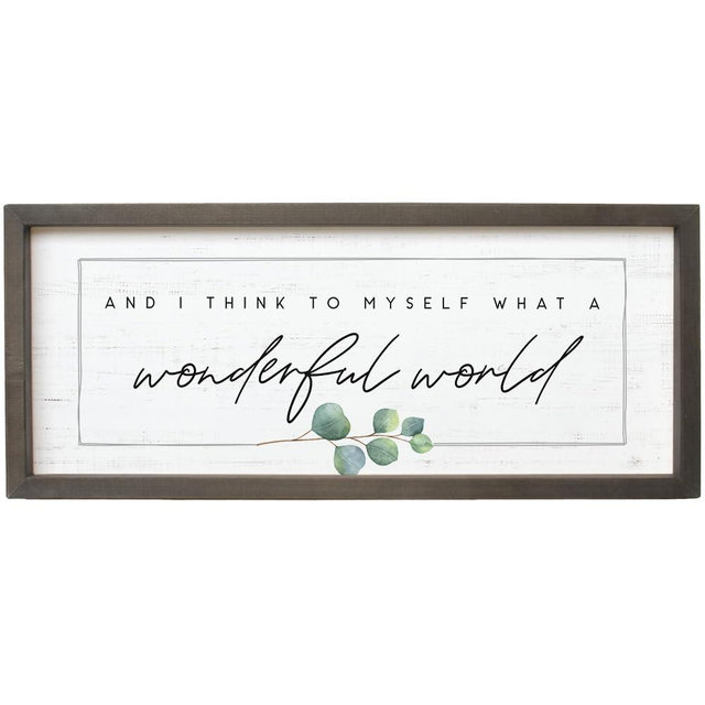 Simply Said, INC Farmhouse Frames Inspirational Wall Art, What a Wonderful World Sign, 10 x 24 in Rustic Wood Sign, Made in USA FF1161