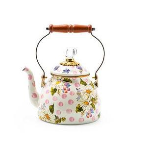 Mackenzie-Childs Wildflowers Pink 2 Quart Tea Kettle