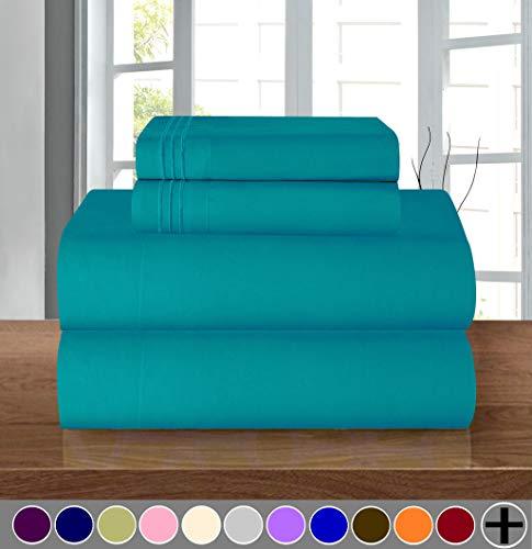Elegant Comfort Luxury Soft 1500 Thread Count Egyptian Quality 4-Piece Sheet Wrinkle and Fade Resistant Bedding Set, Deep Pocket up to 16inch, Queen, Turquoise