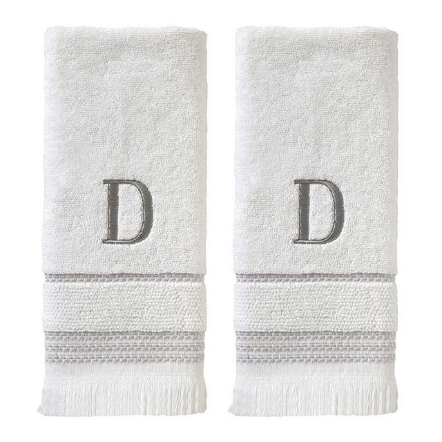 SKL HOME by Saturday Knight Ltd. Casual Monogram Hand Towel Set, D, 16x26, White 2 Count