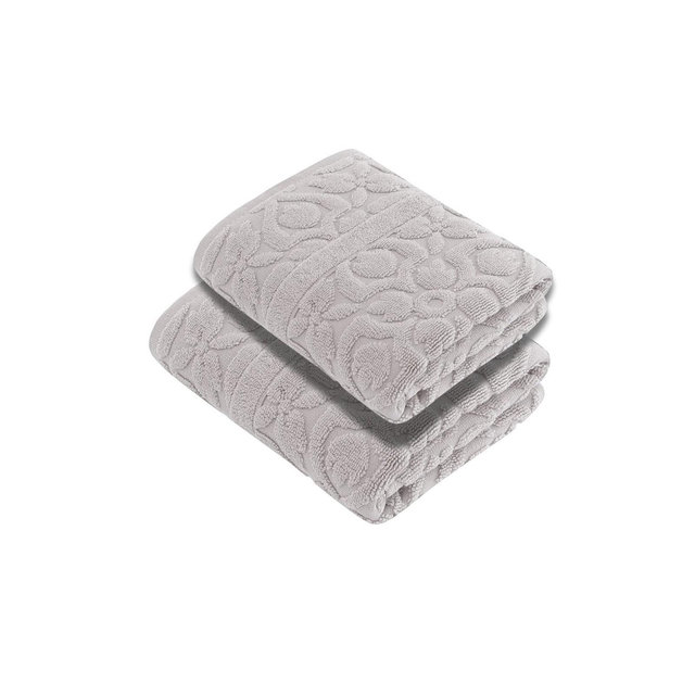 Wear Sierra Luxury Turkish Hand Towels, Turkish Cotton, 2-Piece Plush, Flora Style Smoke Beige 40 W x 60 L