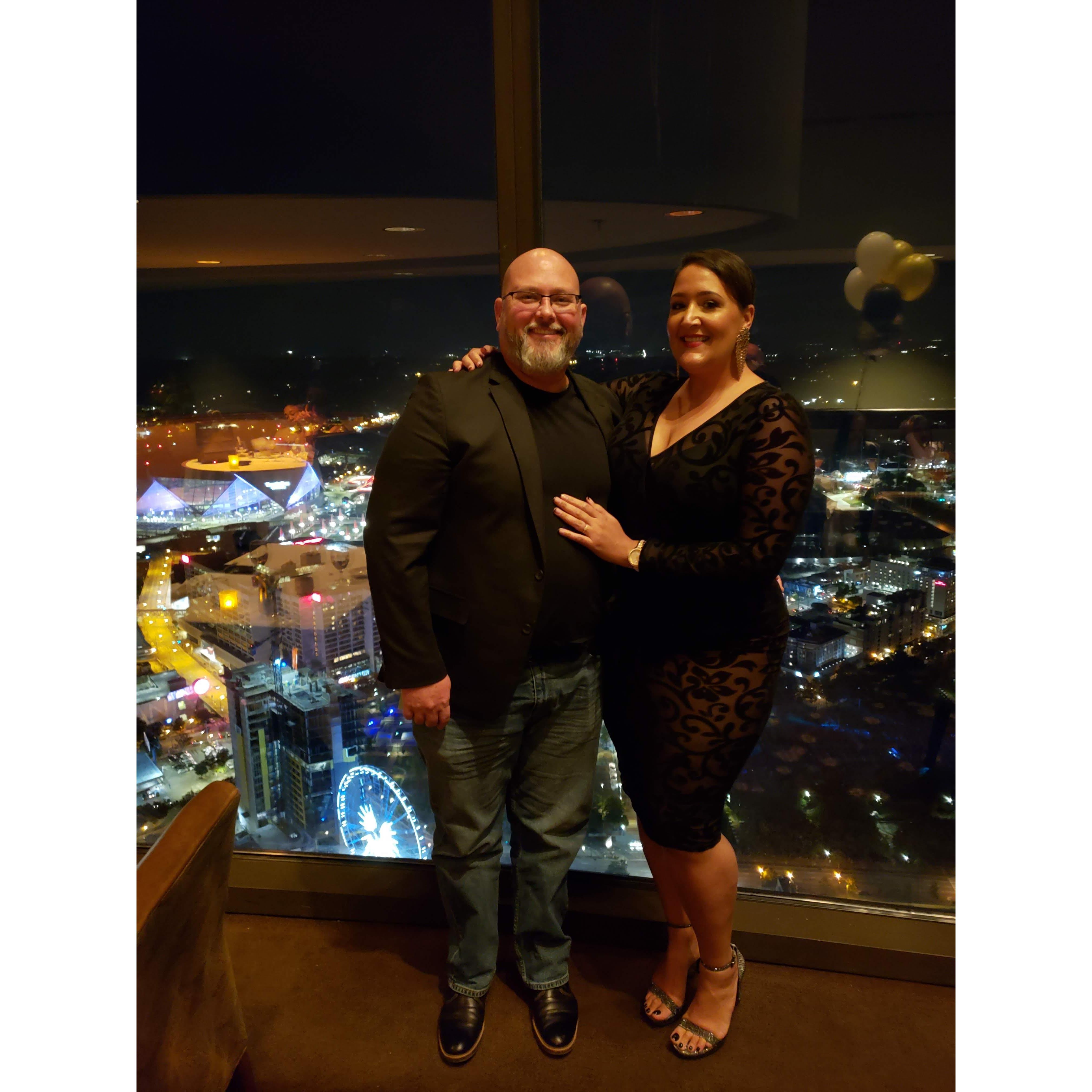 Ian treated me to fine dining at the Sun Dial on the 73rd floor in Atlanta, Georgia.