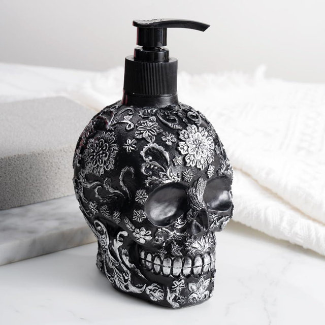 Skull Soap Dispenser with Rust Proof Pump, Refillable Liquid Hand Lotion Bottle for Bathroom, Bedroom and Kitchen（New Upgrade ）.