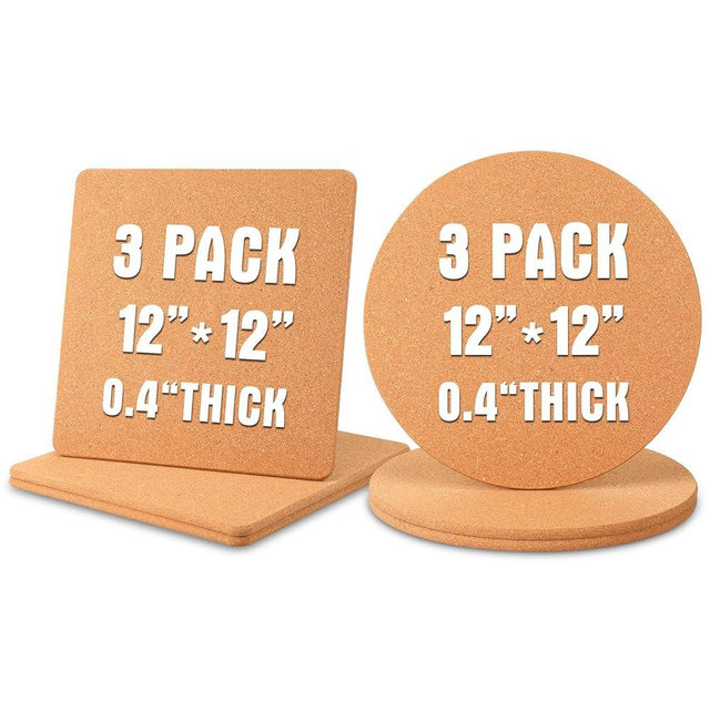 6 Pcs 12 Inch Cork Trivets for Hot Dishes High Density Thick Cork Coaster Set for Hot Dishes and Pots Multifunctional Table Countertop Board Heat Resistant
