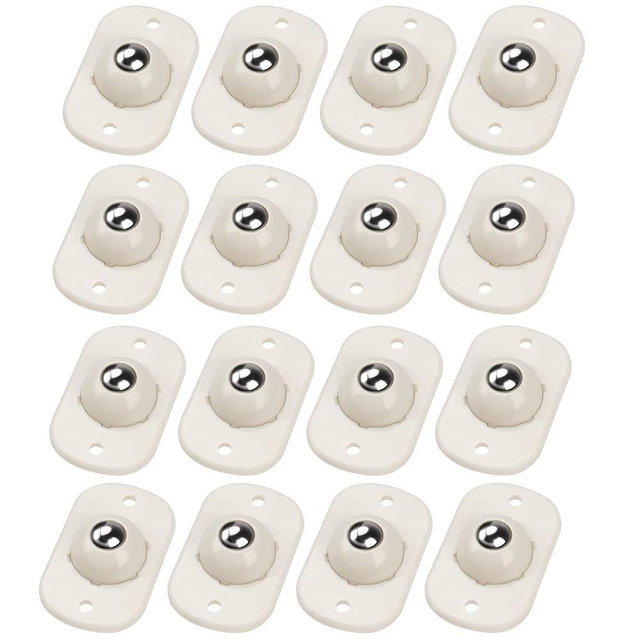Mini Self Adhesive Caster Wheels, 360° Rotation Universal Wheel, Sticky Pulley for Trash Can, Storage Box, Small Furniture (White - 16 Pcs)
