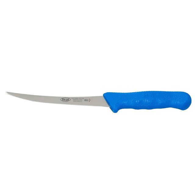 Winco 6" Commercial-Grade German Steel Boning Knife, Curved, Blue