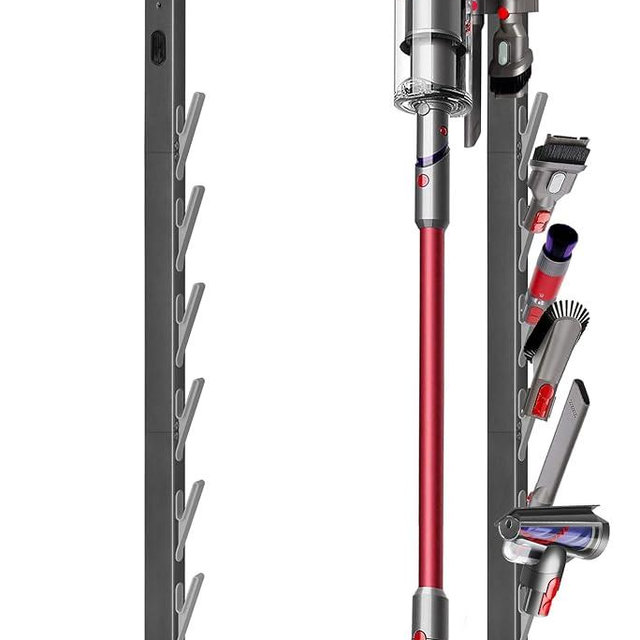 Haturi Vacuum Stand for Dyson Gen5 V15 V12 V11 V10 V8 V7 V6, Hidden Power Cord Design Standing Dock Holder, Metal Docking Station for Dyson Handheld Cordless Vacuum Cleaner & Accessory & Attachment