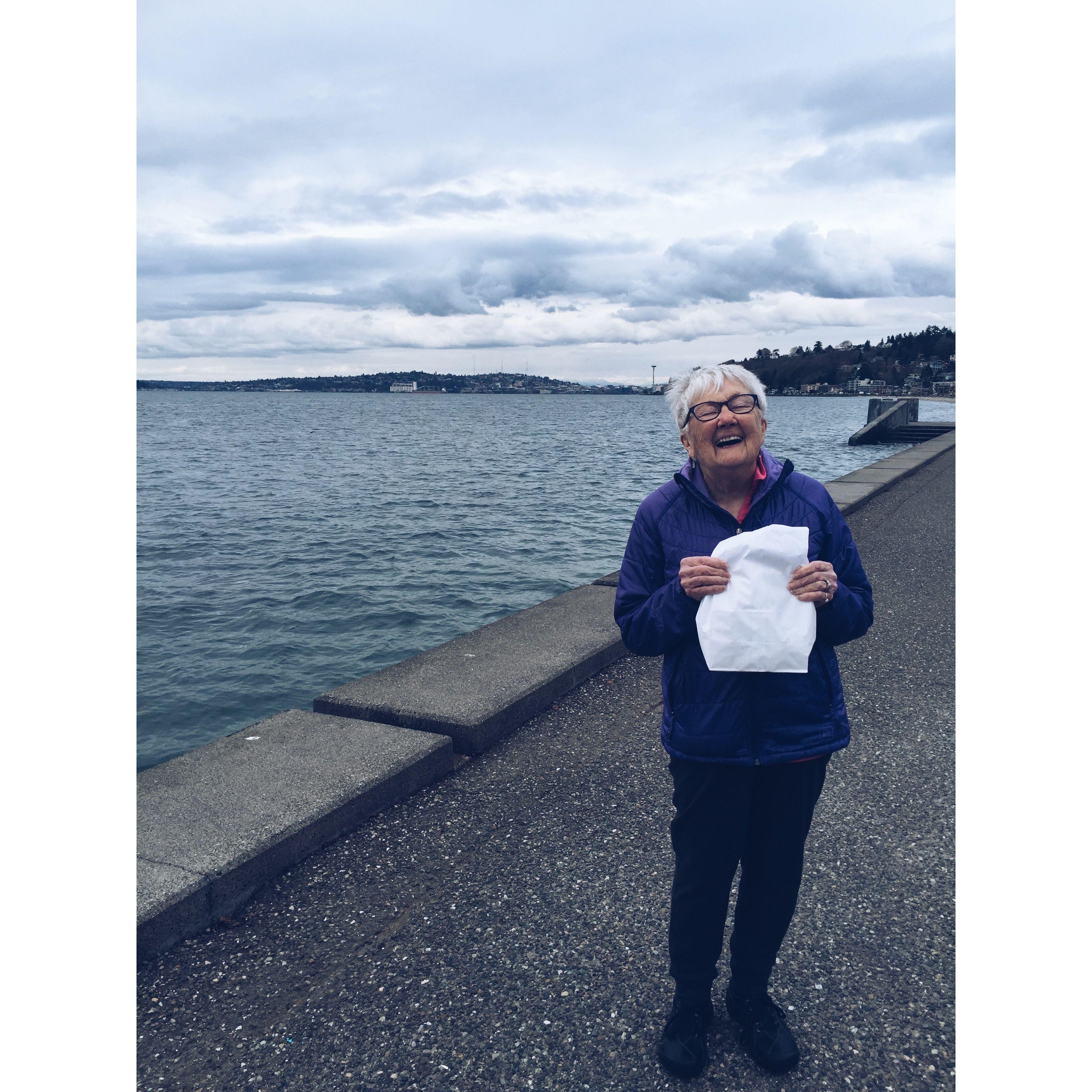 Grandma and I celebrated at top pot donuts after I found out I was accepted into the same nursing school she & my mom went to <3