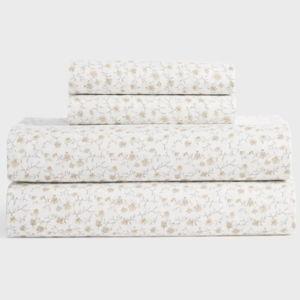 Classic Organic Percale Sheet Set in Toffee Florette