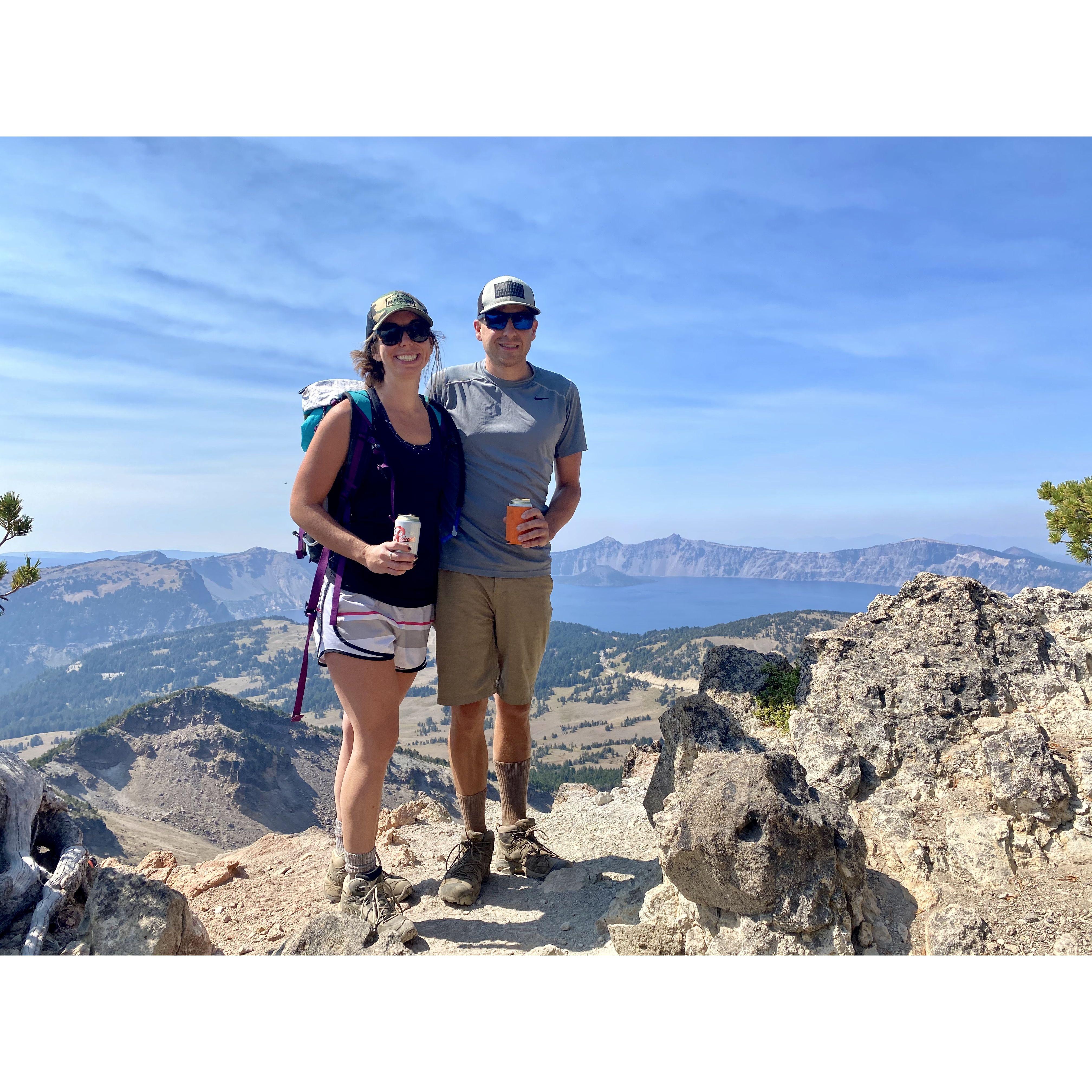 The highest point in Crater Lake National Park. Summit beers are always a must!