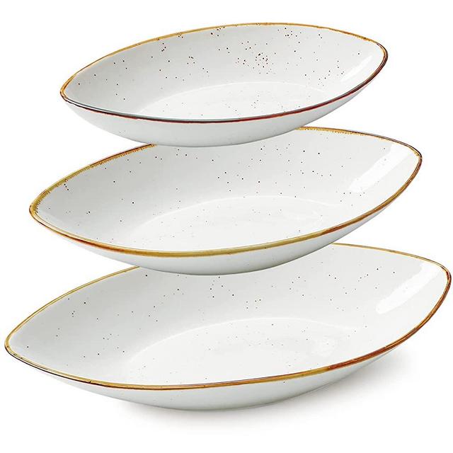 ONEMORE Serving Bowls, Large Ceramic Serving Bowl Set of 3, Porcelain Serving Dishes Oval Shape Serving Bowls Set - 10/25/35 oz