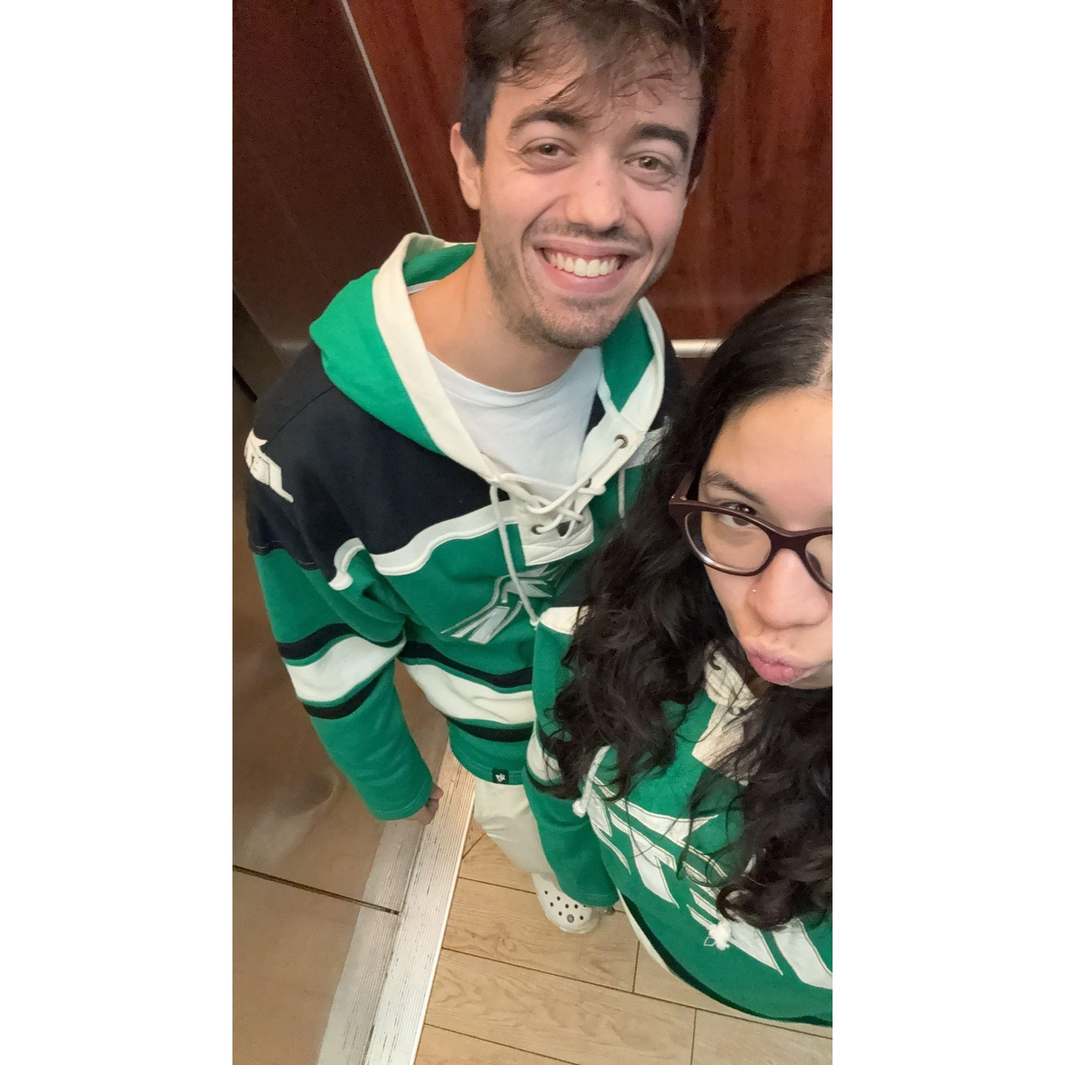 Danny got us matching JETS sweaters