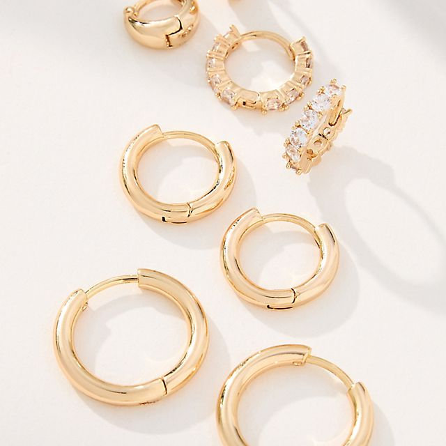 Classic Huggie Hoop Earrings, Set of 4