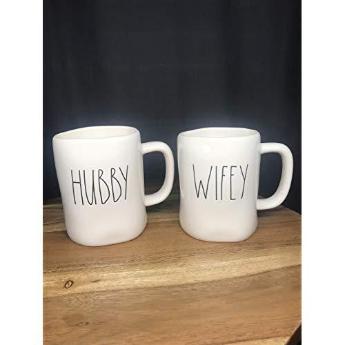 Rae Dunn Hubby & Wifey Set of (2) Mugs By Magenta
