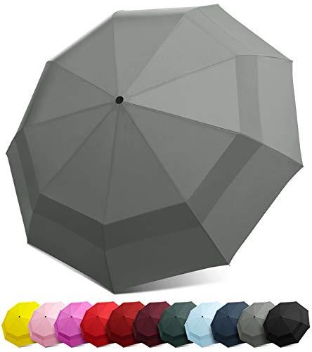 EEZ-Y Windproof Travel Umbrella - Compact Double Vented Folding Umbrella w/Auto Open and Close Button