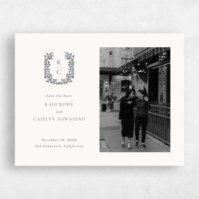 Charcoal, Beige Wedding Save the Date - Mirra Landscape
