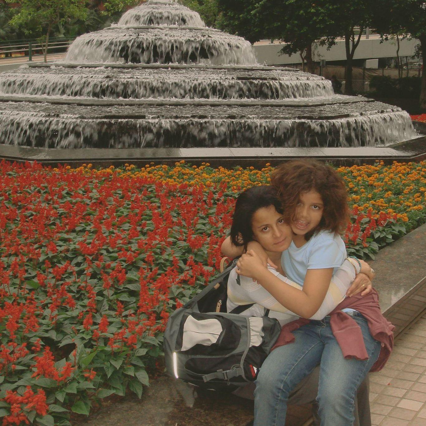 Admiring the flowers together in Central Brazil!