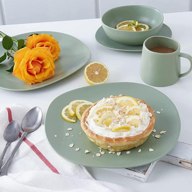 Stone Lain Delilah Dinner Plate 6-Piece Dish Set, Porcelain, Honeydew