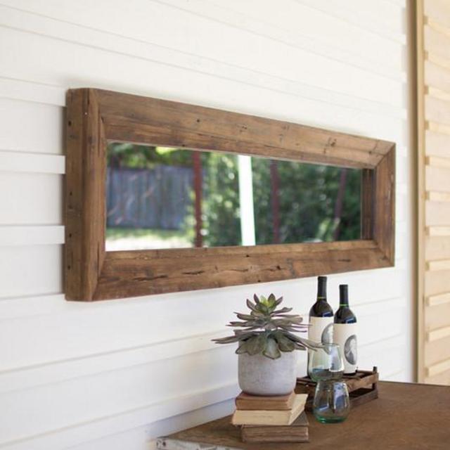 At West End Long rectangle mirror with recycled wood frame