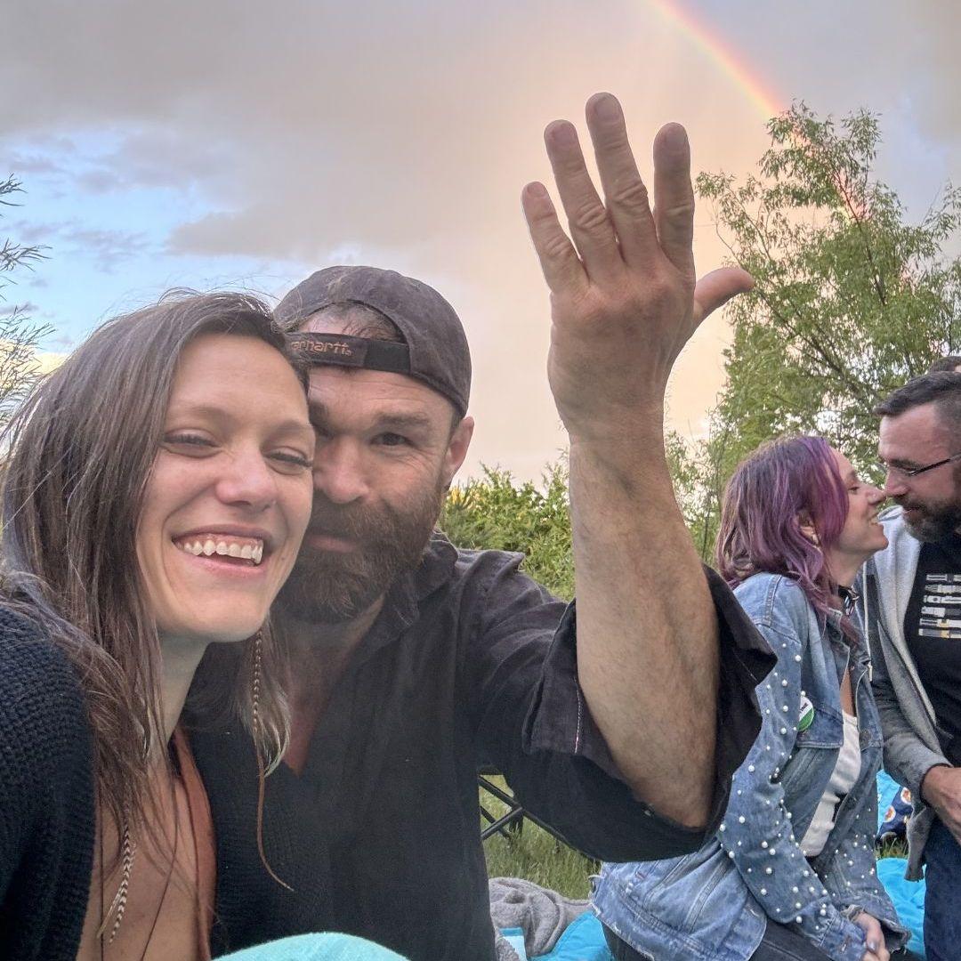 Concert in the park with a rainbow (we've seen many rainbows together!)