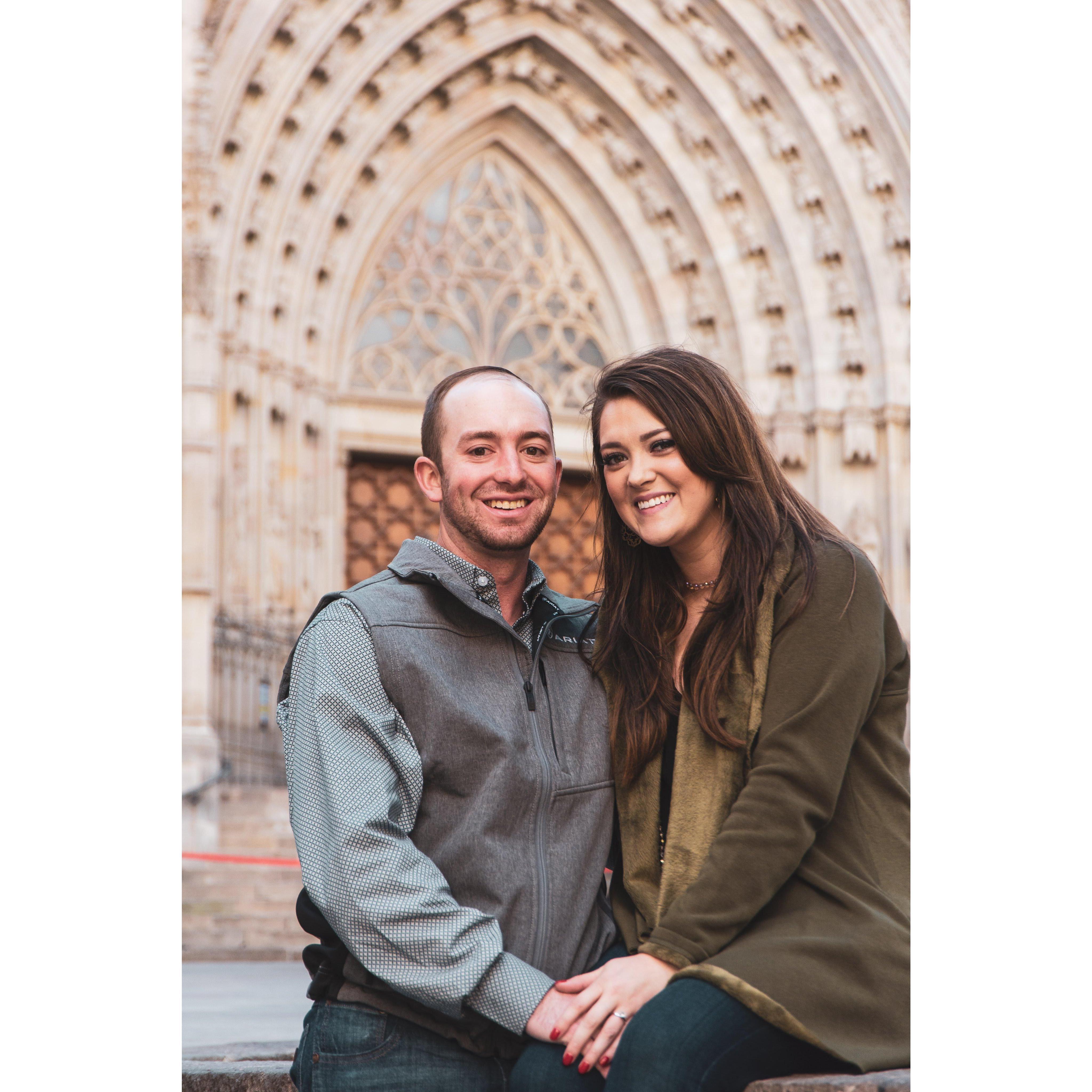 Post engagement picture in-front of the Cathedral of Barcelona (November 2018)