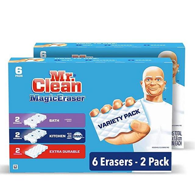 Mr. Clean Magic Eraser Variety Pack (with Bath, Kitchen, and Extra Durable Cleaning Pads), Bathroom, Shower, and Oven Cleaner, 12 Count