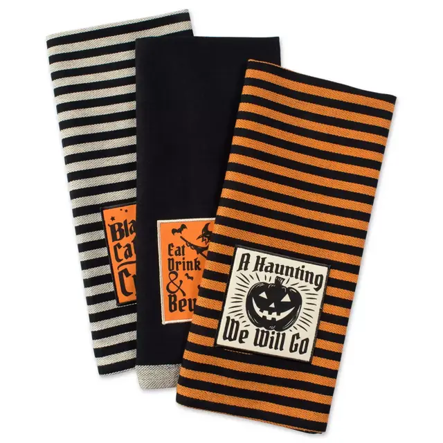 DII® "Happy Haunting" Halloween Kitchen Towels in Black (Set of 3)