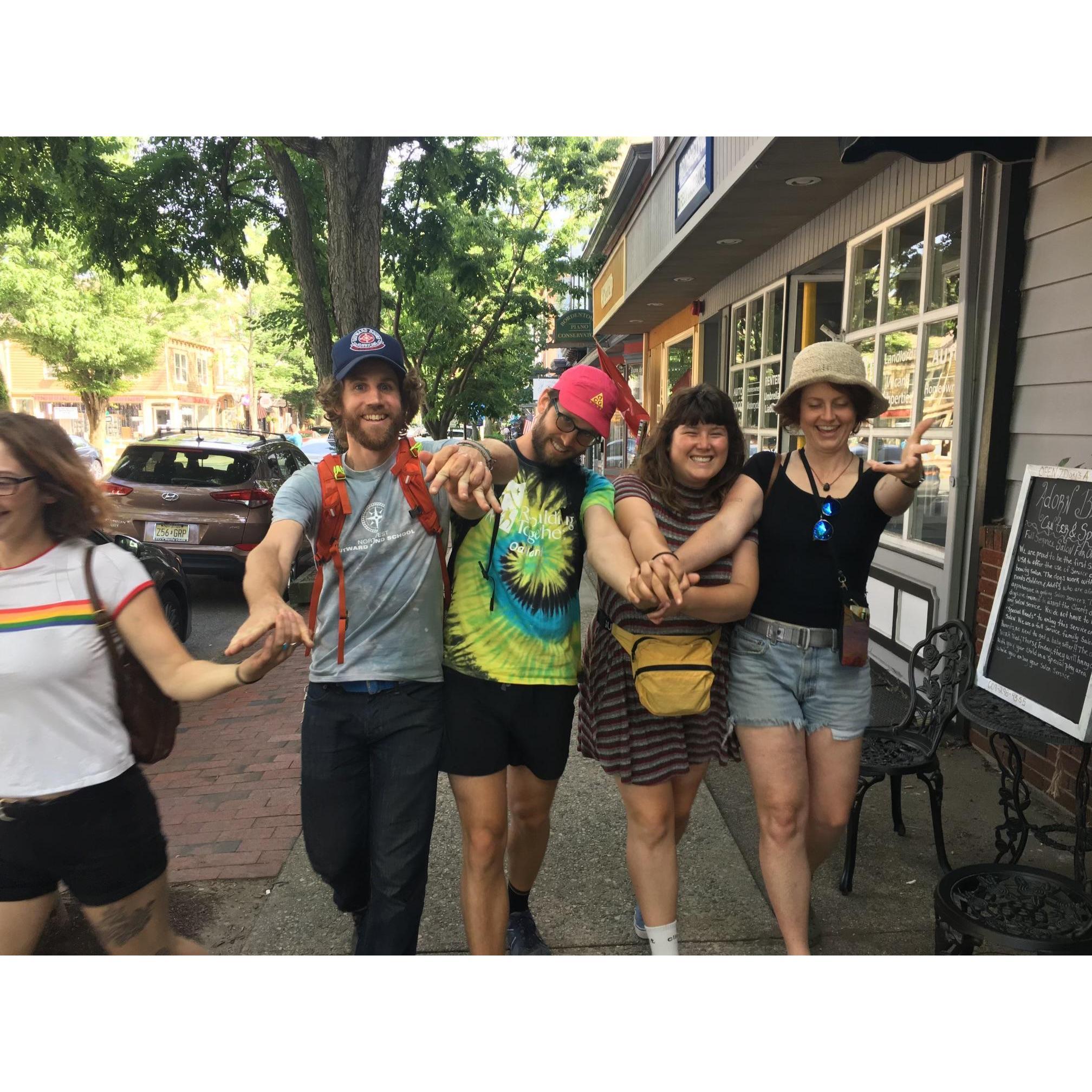 Strolling around Bordentown with some friends