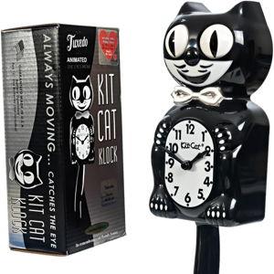 Kit-Cat Tuxedo Clock, Limited Edition Anniversary, Black with Chrome Bow Tie, Classic Moving Eyes and Tail